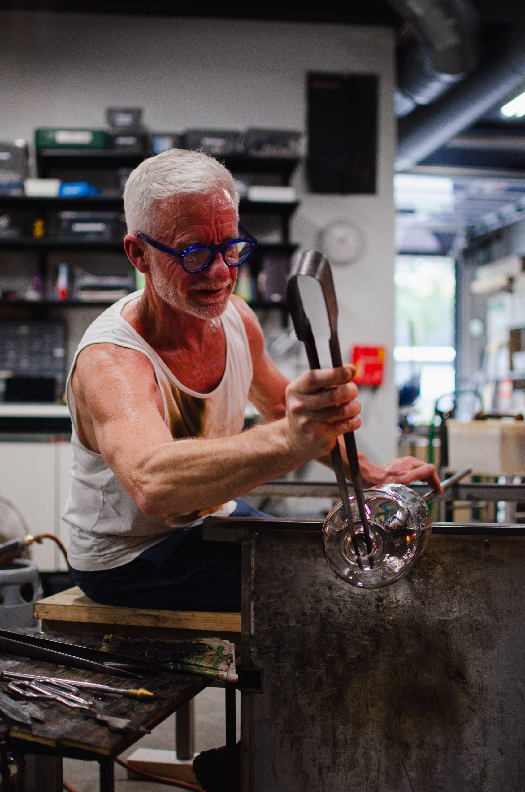 Phil stokes blowing glass in S12